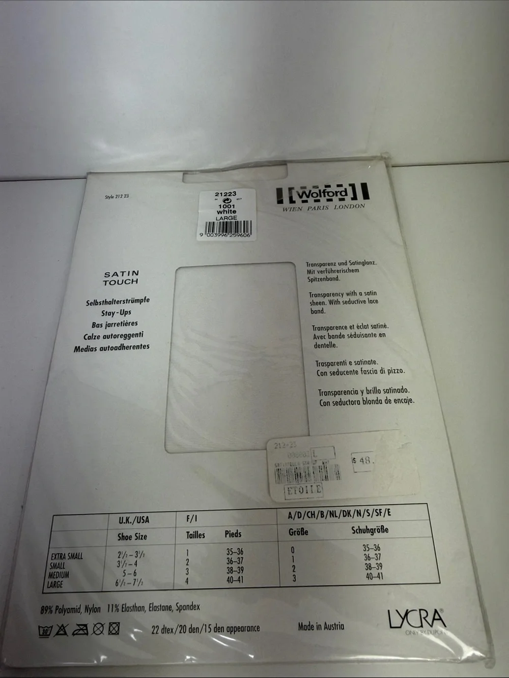 Vintage Wolford Satin Touch Stay-Up Stockings - white